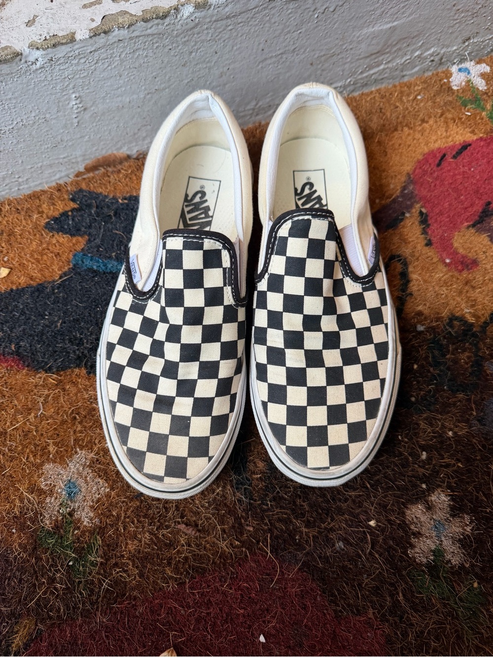 Vans Women’s Checkerboard Slip-On Sneakers - Black & White